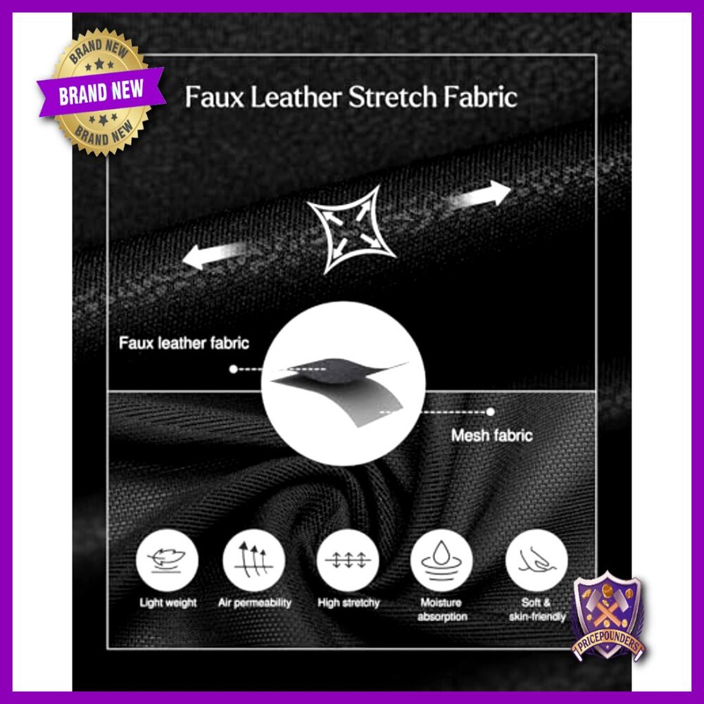 Faux Leather Midi Skirt with Built-in Shapewear Tummy Control High Waist - Picture 5 of 7